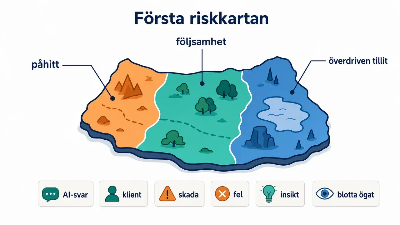 Stillbild ur utbildningen i samtalsterapi: riskkarta för bedömning.